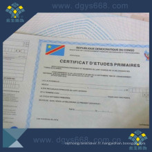 Certificat de papier anti-faux filigrane